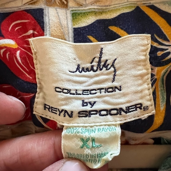 Vintage Y2K Miles collection Reyn Spooner Hawaiian rayon shirt szXL palm trees - Picture 5 of 10